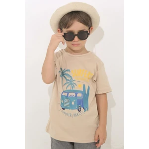 ASG Tekstil Bej Renk Summer Party Kısa Kol Çocuk T-Shirt