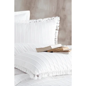 Ranforce  Pamuk Püsküllü Yastık Kılıfı Beyaz 2'li 50X70 cm