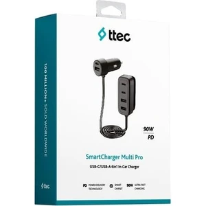 Smartcharger 6'sı 1 Arada Pd 90W Araç Hızlı Şarj Aleti 3 Usb-C+3 Usb-A 2CKP06S Siyah