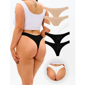 ALYA UNDERWEAR Kadın Tanga Külot 5 Adet ( 2 Adet Siyah, 2 Adet Ten, 1 Adet Beyaz )