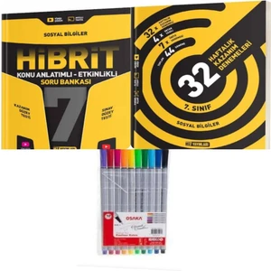 Hız Yayınları 7. Sınıf Hibrit Sosyal Bilgiler Soru Bankası ve 32 Haftalık Kazanım Denemeleri +Fineliner Pen