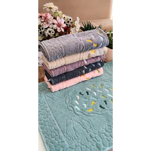 (6.lı Set) 50X70 cm. Çeyizlik %100 Pamuk Lüks Nakışlı Jakarlı Ayak Havlusu