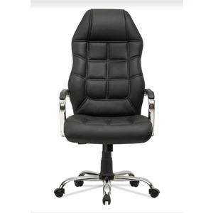 Ofis - Müdür - Büro - Makam Çalışma Koltuğu Siyah Renk Krom Ayaklı