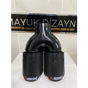 Mayuk Dizayn Akrapovic 76MM Krom Çiftli Eşit Egzoz Ucu Her Araca Uyumlu 1 Adet
