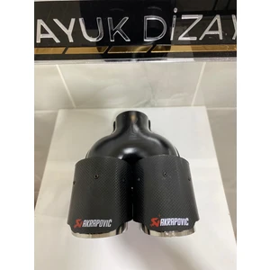 Mayuk Dizayn Akrapovic 90MM Siyah Çiftli Eşit Egzoz Ucu Her Araca Uyumlu 1 Adet