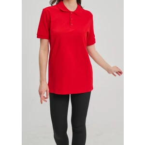 BafacoTekstil Pamuklu Kırmızı  Polo Yaka T-Shirt Erkek/Kadın