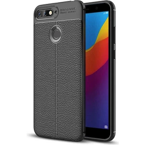 Huawei Y7 2018 Uyumlu Kılıf Deri Silikon Yüzey Darbe Korumalı Soft Yapı Case Cover Çiziklerden Kirden ve Darbeden Korumalı Kılıf