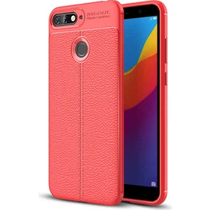 Huawei Y7 2018 Uyumlu Kılıf Deri Silikon Yüzey Darbe Korumalı Soft Yapı Case Cover Çiziklerden Kirden ve Darbeden Korumalı Kılıf