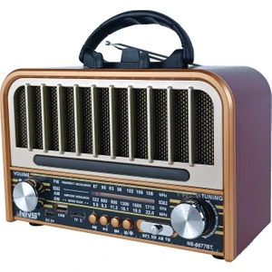 NS-6677BT LED Işıklı Müzik Seti Fm Radyo USB Mp3 Player 22 cm