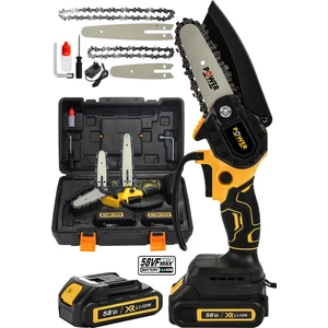 Power Black Extra Güçlü Çift Bataryalı 58VF Şarjlı Ağaç Odun Dal Budama Testeresi Sarı