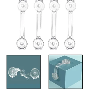 Plastik Kendinden Yapışkanlı Bebek Eşya Pencere Dolap Kapı Çekmece Kilidi -AL4538 4 Adet Şeffaf