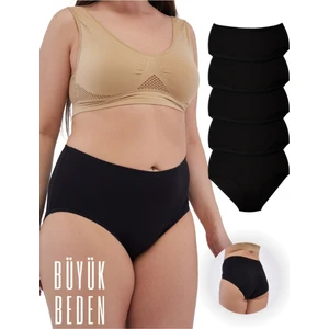 ALYA UNDERWEAR Kadın Battal Külot 5'li Paket - 5 Adet Siyah (5XL, 6XL, 7XL)