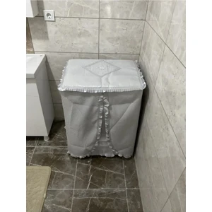 Çeyizci Sokağı Lüx Simli Çamaşır Makinesi Örtüsü Gri