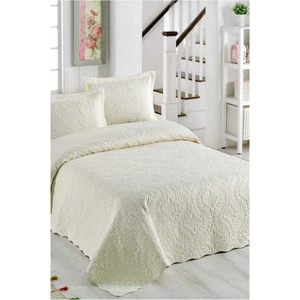 Yatak Örtüsü Kapitone Sarmaşık Düz Renk Çift Kişilik Krem Std