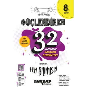 Ankara Yayıncılık 8. Sınıf Güçlendiren 32 Haftalık Fen Bilimleri Kazanım Denemeleri 2024-2025 Güncel Baskı
