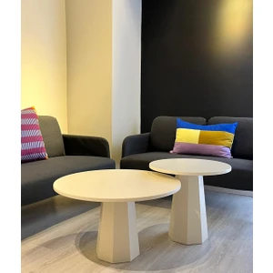 Kupp Design Lilyum Mantar Orta Sehpa Ikili Set Krem