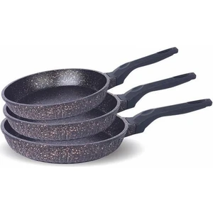 D3000 Döküm Granit 3 Parça Tava Seti Siyah (20-24-28 Cm)