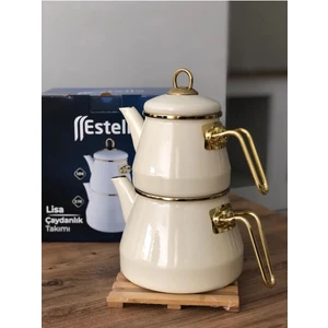 Estella Lisa Emaye Toprak Çaydanlık Takımı