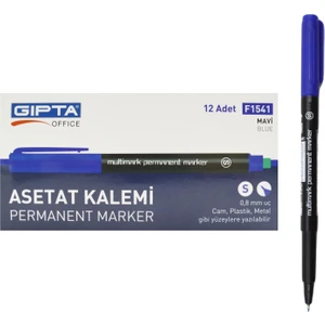 Permanent Asetat Kalemi Silgili S Uç 12 Adet Mavi F1541