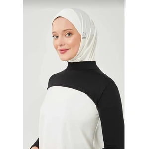 Dik Yaka Boyunluklu Kolluk - Beyaz Uzun Kollu Boyunluk Tesettür Boyunluk Balıkçı Yaka Bodysuit