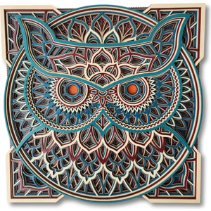 Dark Flamingo El Yapımı Ahşap Üç Boyutlu Mandala Baykuş Duvar Dekoru
