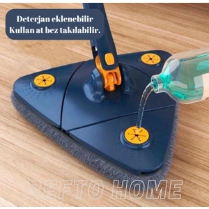 Befto Home Duvar, Yer, Cam Silebilen Yedek Mikrofiber Bezli Kendinden Sıkmalı Üçgen Mop