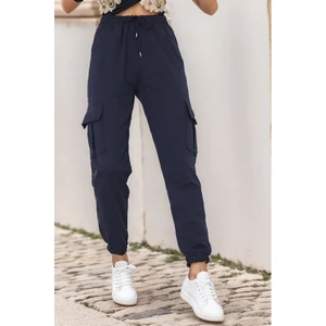 By Srt Giyim Kadın Lacivertpremıum Kargo Cepli Jogger Eşofman Altı