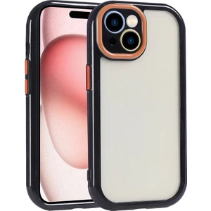 Apple iPhone 15 Kılıf Kamera Korumalı Renkli Kenar ve Çerçeve Tasarımlı Vitamin Kapak-Siyah