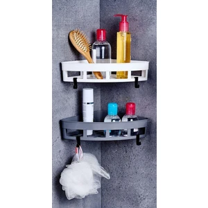 Main Shop 2’li Köşe Üçgen Düzenleyici Yapışkanlı Mutfak ve Banyo Rafı, Şampuan, Sabun, Duş Jeli Beyaz Renk