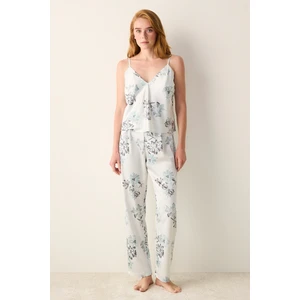 Camille Saten Açık Gri Pantolon Pijama Altı