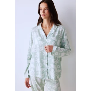 Maria Açık Yeşil Gömlek Pantolon Pijama Takımı