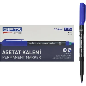 Permanent Asetat Kalemi Silgili M Uç Mavi 12 Adet F1536