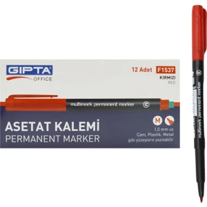 Permanent Asetat Kalemi Silgili M Uç Kırmızı 12 Adet F1537