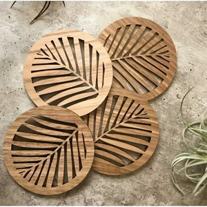Öykü Dekor Ahşap Desenli Bardak Altlığı 10CM. (6ADET)