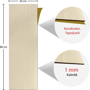 Kendinden Yapışkanlı Beyaz Huş Desenli Pvc Parke 25 x 80 cm / 5 Adet / 1 M²