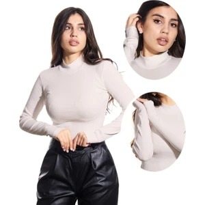 ALYA UNDERWEAR Kaşkorse Yarım Boğazlı Body Sweatshirt, Ekru