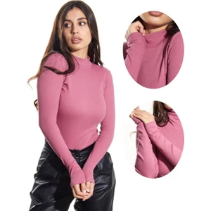 ALYA UNDERWEAR Kaşkorse Yarım Boğazlı Body Sweatshirt, Gül Kurusu