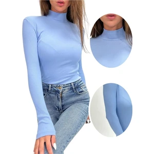 ALYA UNDERWEAR Kaşkorse Yarım Boğazlı Body Sweatshirt, Gök Mavi