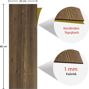 Kendinden Yapışkanlı Antik Desenli Pvc Parke 25 x 80 cm / 5 Adet / 1 M²