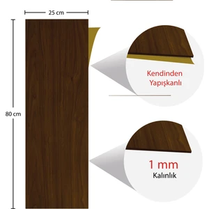 Kendinden Yapışkanlı Teak Desenli Pvc Parke 25 x 80 cm / 5 Adet / 1 M²