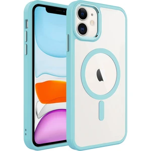 ZORE Apple iPhone 11 Kılıf Wireless Şarj Özellikli Krom Magsafe Silikon Kapak-Mavi