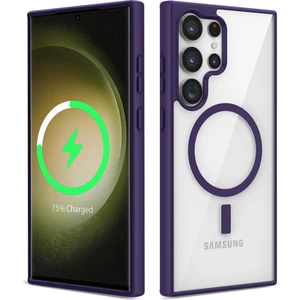 ZORE Galaxy S22 Ultra Kılıf Magsafe Wireless Şarj Özellikli Silikon Ege Kapak-Mor