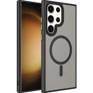 ZORE Galaxy S23 Ultra Kılıf Mat Arka Yüzey Wireless Şarj Özellikli Flet Magsafe Kapak-Siyah