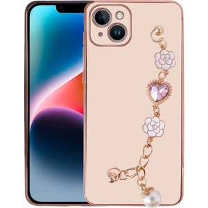 ZORE Apple iPhone 15 Plus Kılıf El Tutamaçlı Kamera Korumalı Taka Silikon Kapak-Pembe