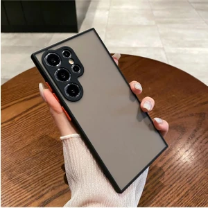 Galaxy S24 Ultra Uyumlu 3D Kamera Korumalı Arkası Mat Darbe Emici Kılıf Kapak