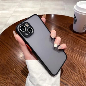 iPhone 15 Uyumlu Ekran Koruyucu + Kılıf 3D Kamera Korumalı Arkası Mat Darbe Emici