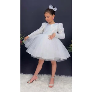 Mnk Baby & Kids Tütü Gren Etekli Kız Çocuk Pul Payetli Uzun Kol Kikidi Elbise MNK0583