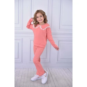 Mnk Baby & Kids Fisto Yaka Fitilli Kumaş Kız Çocuk Eşofman Takım MNK0569