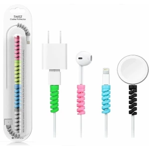 Mabs Tech Şarj ve Kulaklık Kablo Koruyucu Set 4'lü - Spiral Silikon Esnek Yay Aparat, Renkli Koruma
