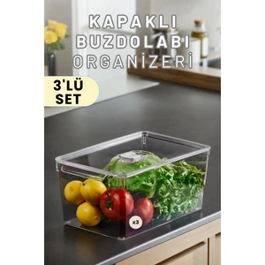 Espas Home Buzdolabı Dolapiçi Düzenleyici Organizer Kapaklı 3'lü Set (Maxi)